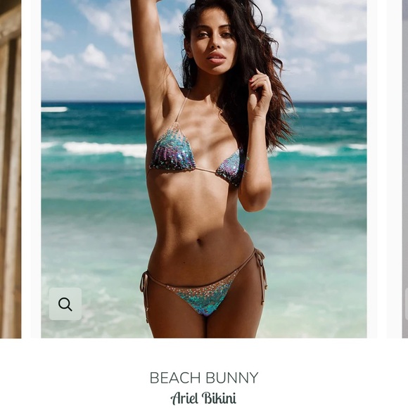 NEW Beach Bunny Ariel sequin Triangle Bikini Top and bottom in multi color ombré - Picture 3 of 13